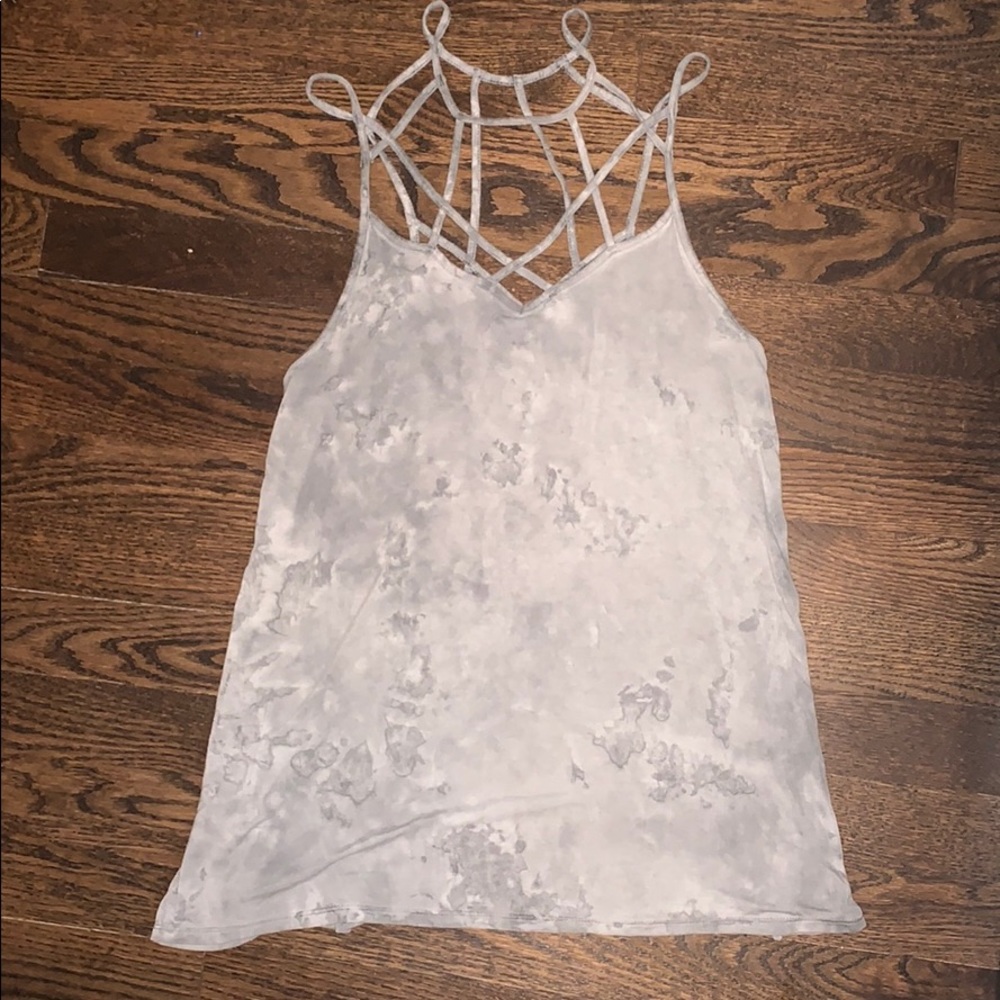 Grey acid wash strappy tank